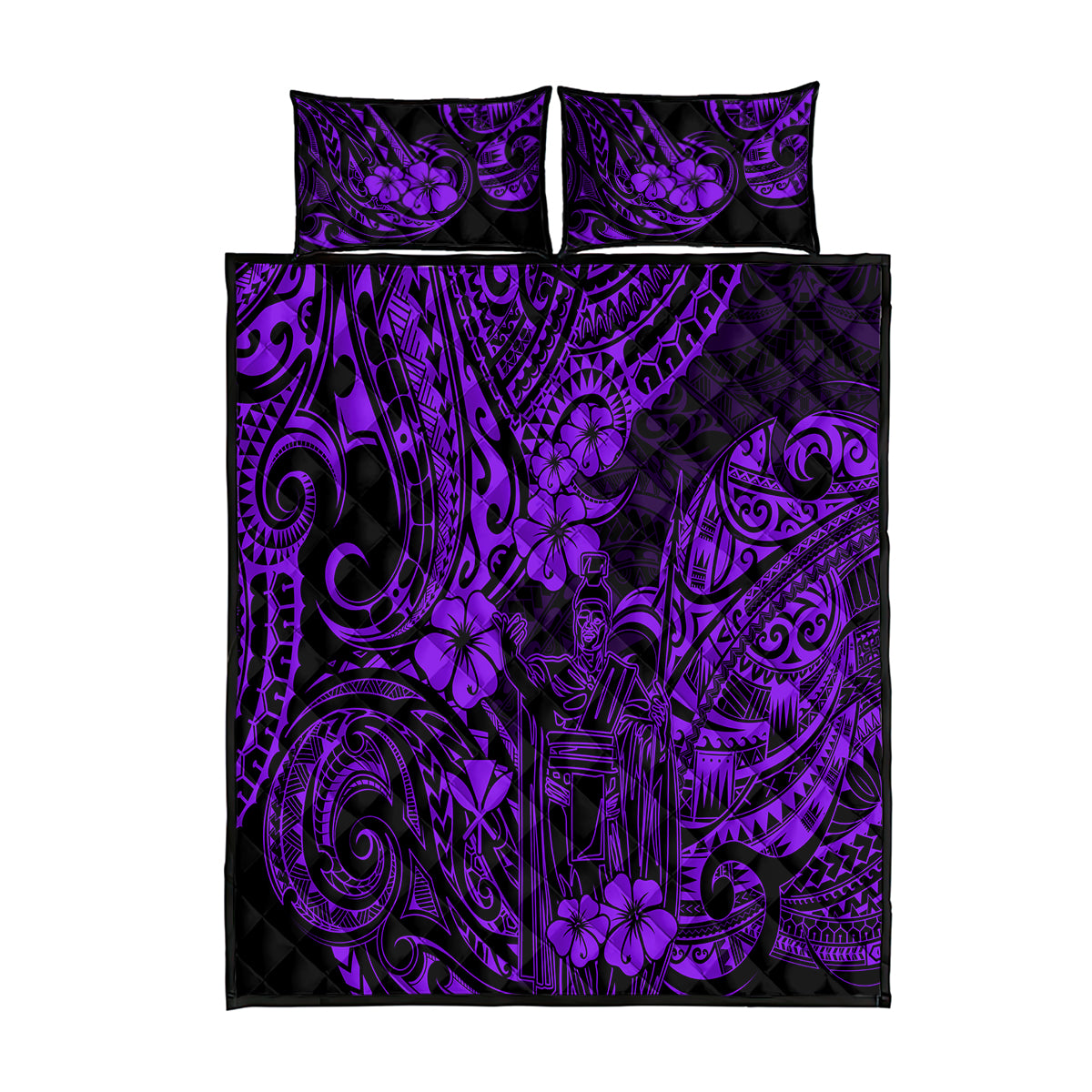 Hawaii King Kamehameha Quilt Bed Set Polynesian Pattern Purple Version LT01 Purple - Polynesian Pride