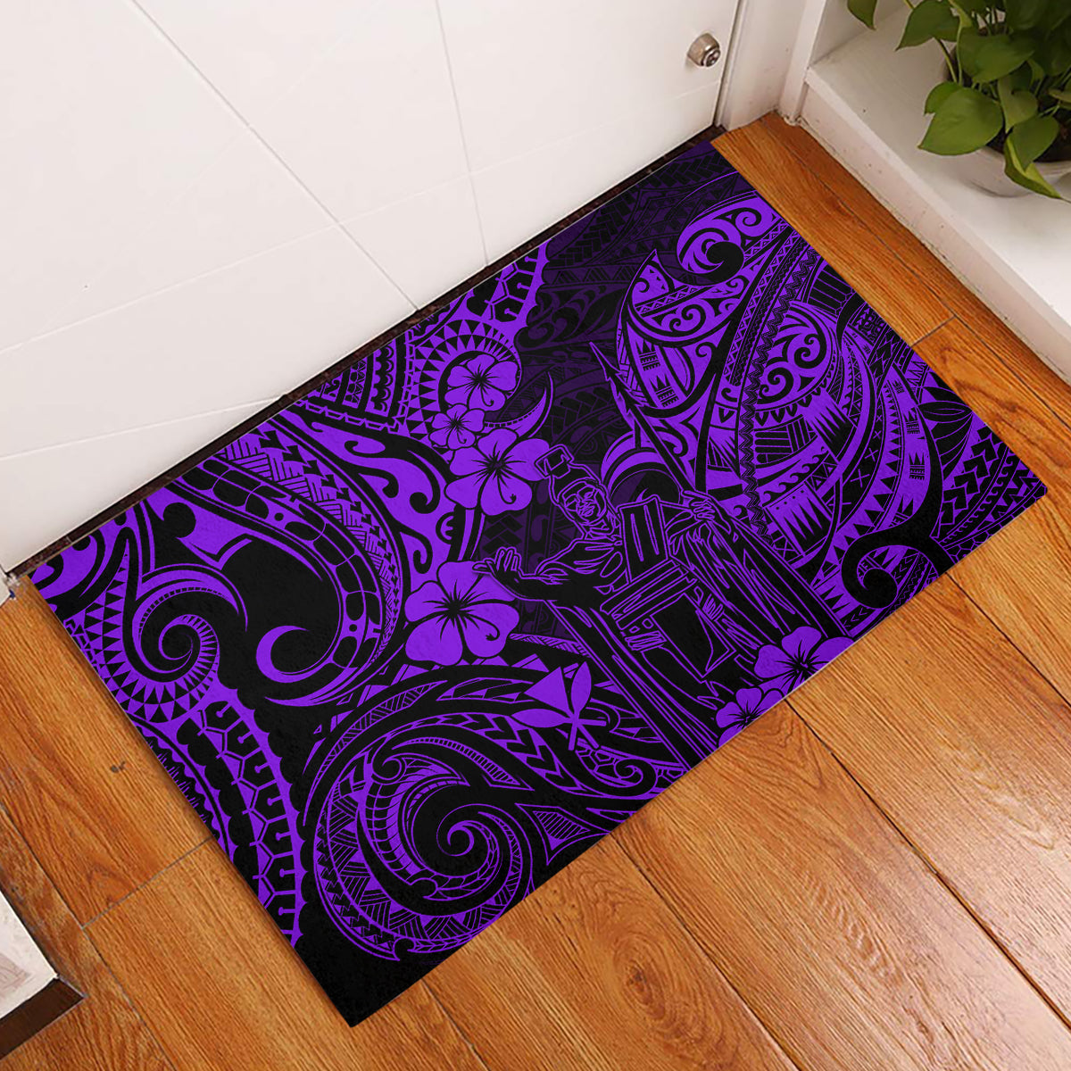 Hawaii King Kamehameha Rubber Doormat Polynesian Pattern Purple Version LT01 Purple - Polynesian Pride