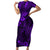 Hawaii King Kamehameha Short Sleeve Bodycon Dress Polynesian Pattern Purple Version LT01 Long Dress Purple - Polynesian Pride