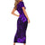 Hawaii King Kamehameha Short Sleeve Bodycon Dress Polynesian Pattern Purple Version LT01 - Polynesian Pride