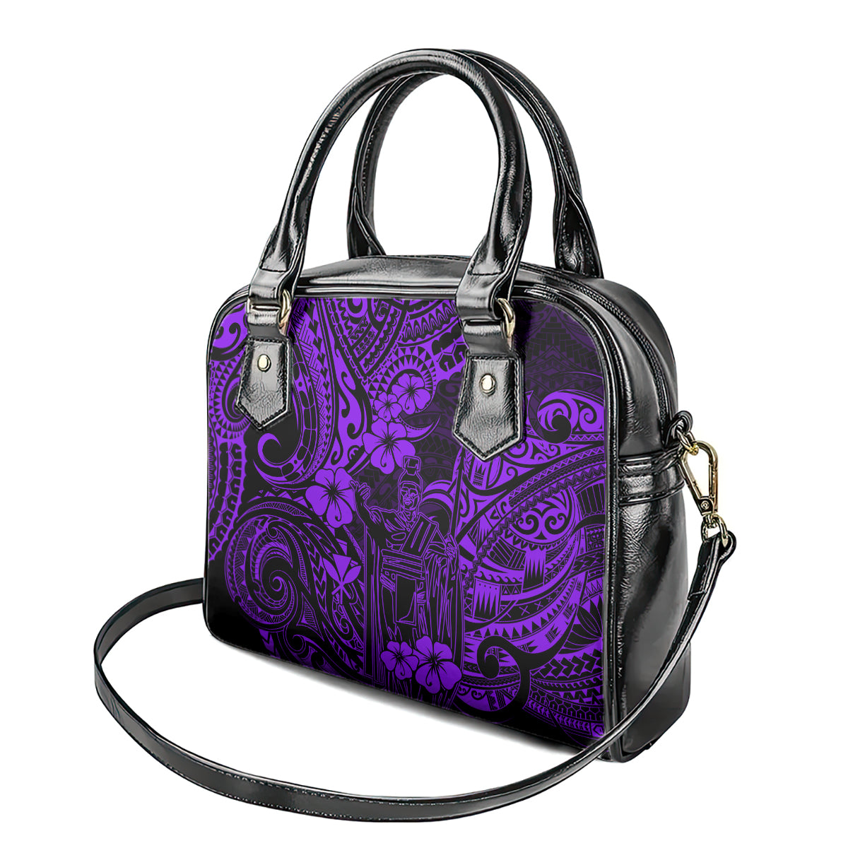 Hawaii King Kamehameha Shoulder Handbag Polynesian Pattern Purple Version LT01 - Polynesian Pride