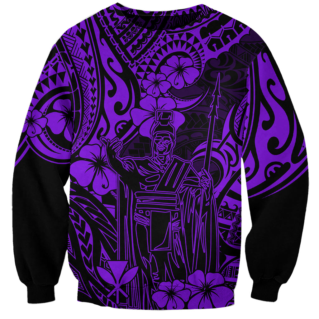 Hawaii King Kamehameha Sweatshirt Polynesian Pattern Purple Version LT01 Unisex Purple - Polynesian Pride