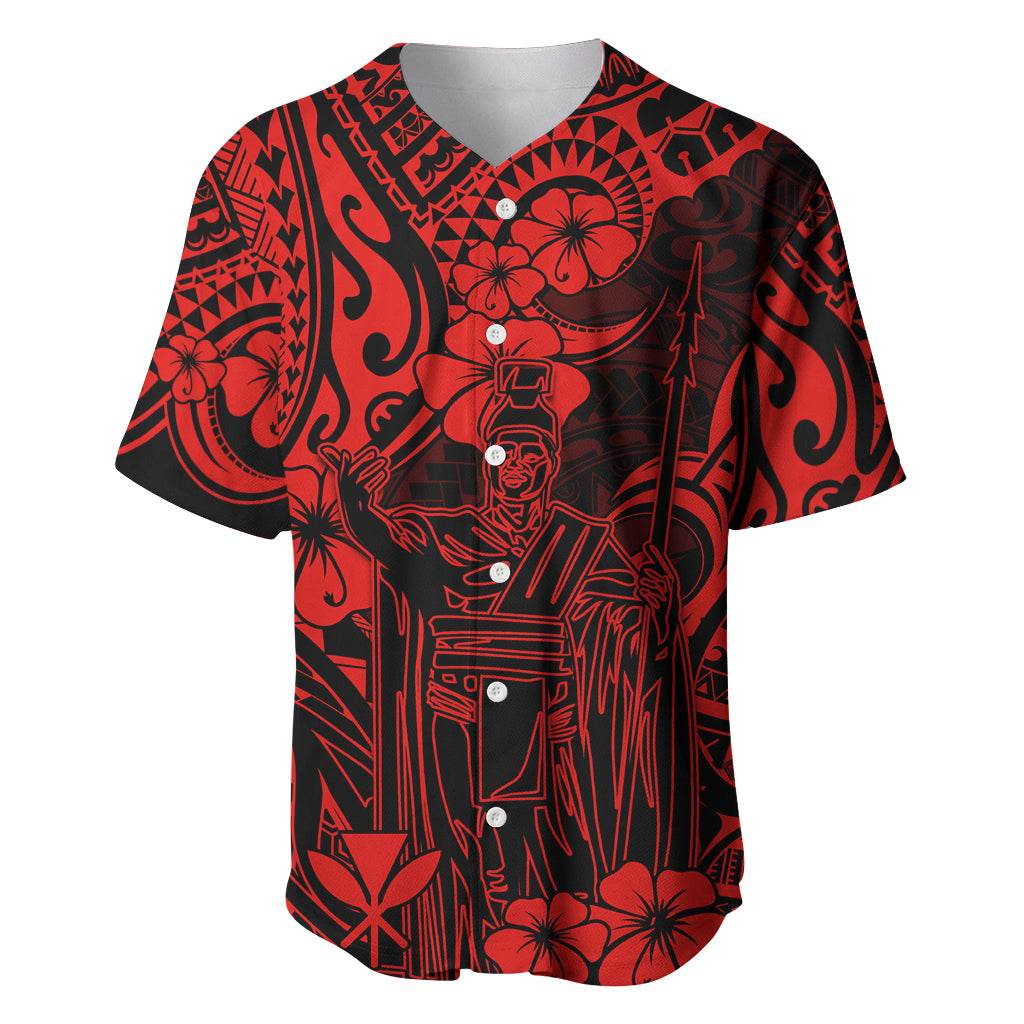 Hawaii King Kamehameha Baseball Jersey Polynesian Pattern Red Version LT01 Red - Polynesian Pride