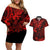 Hawaii King Kamehameha Couples Matching Off Shoulder Short Dress and Hawaiian Shirt Polynesian Pattern Red Version LT01 Red - Polynesian Pride