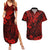 Hawaii King Kamehameha Couples Matching Summer Maxi Dress and Hawaiian Shirt Polynesian Pattern Red Version LT01 Red - Polynesian Pride