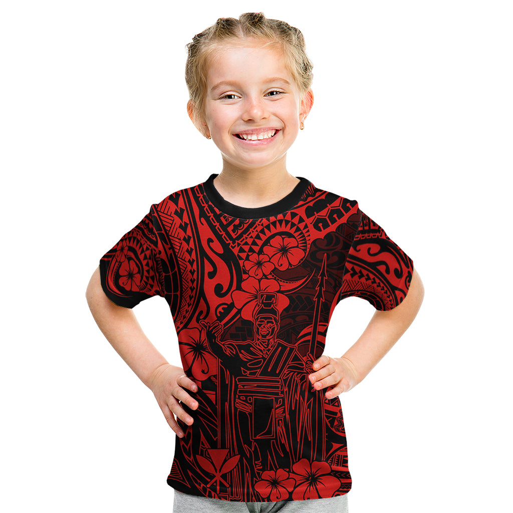 Hawaii King Kamehameha Kid T Shirt Polynesian Pattern Red Version LT01 Red - Polynesian Pride