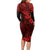 Hawaii King Kamehameha Long Sleeve Bodycon Dress Polynesian Pattern Red Version LT01 - Polynesian Pride