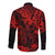 Hawaii King Kamehameha Long Sleeve Button Shirt Polynesian Pattern Red Version LT01 - Polynesian Pride