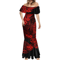 Hawaii King Kamehameha Mermaid Dress Polynesian Pattern Red Version LT01 - Polynesian Pride