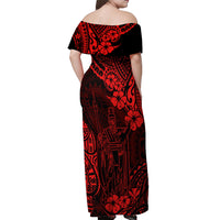 Hawaii King Kamehameha Off Shoulder Maxi Dress Polynesian Pattern Red Version LT01 - Polynesian Pride