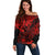 Hawaii King Kamehameha Off Shoulder Sweater Polynesian Pattern Red Version LT01 Women Red - Polynesian Pride