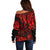 Hawaii King Kamehameha Off Shoulder Sweater Polynesian Pattern Red Version LT01 - Polynesian Pride