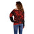 Hawaii King Kamehameha Off Shoulder Sweater Polynesian Pattern Red Version LT01 - Polynesian Pride