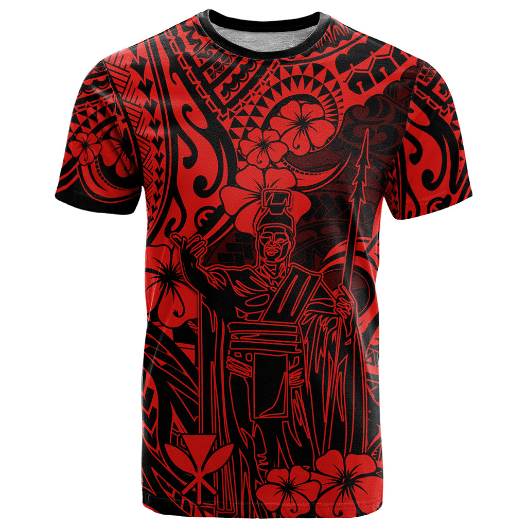 Hawaii King Kamehameha T Shirt Polynesian Pattern Red Version LT01 Red - Polynesian Pride