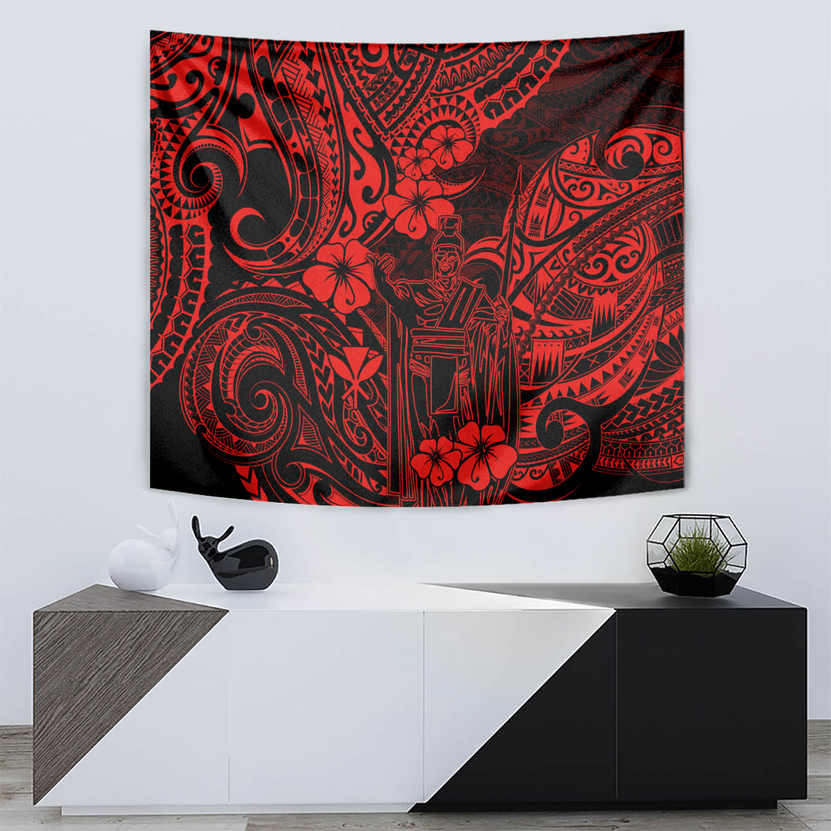 Hawaii King Kamehameha Tapestry Polynesian Pattern Red Version LT01 - Polynesian Pride