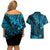 Hawaii King Kamehameha Couples Matching Off Shoulder Short Dress and Hawaiian Shirt Polynesian Pattern Sky Blue Version LT01 - Polynesian Pride