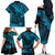 Hawaii King Kamehameha Family Matching Off Shoulder Long Sleeve Dress and Hawaiian Shirt Polynesian Pattern Sky Blue Version LT01 - Polynesian Pride