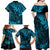 Hawaii King Kamehameha Family Matching Off Shoulder Maxi Dress and Hawaiian Shirt Polynesian Pattern Sky Blue Version LT01 - Polynesian Pride