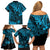 Hawaii King Kamehameha Family Matching Off Shoulder Short Dress and Hawaiian Shirt Polynesian Pattern Sky Blue Version LT01 - Polynesian Pride