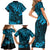 Hawaii King Kamehameha Family Matching Short Sleeve Bodycon Dress and Hawaiian Shirt Polynesian Pattern Sky Blue Version LT01 - Polynesian Pride