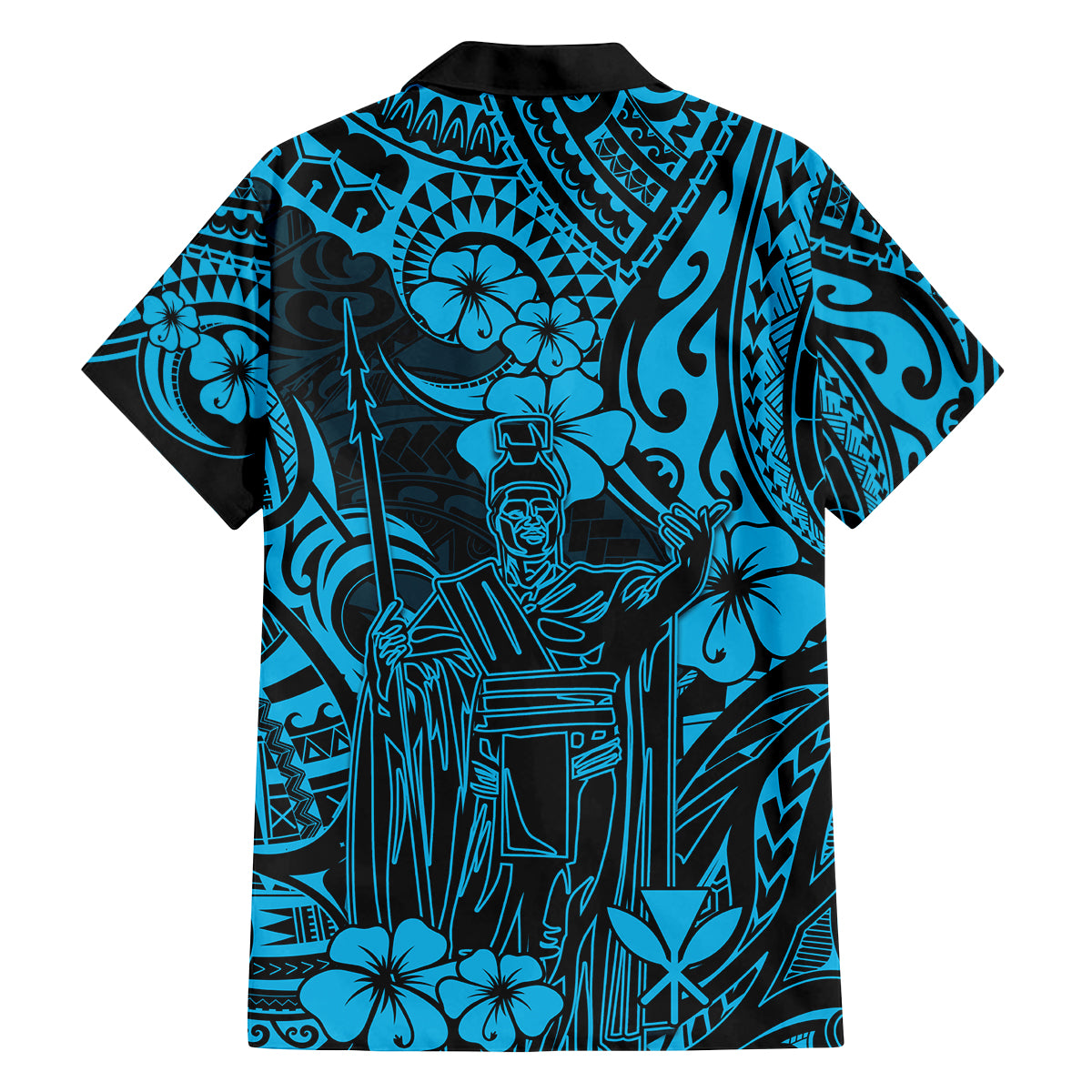 Hawaii King Kamehameha Family Matching Summer Maxi Dress and Hawaiian Shirt Polynesian Pattern Sky Blue Version LT01 - Polynesian Pride
