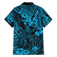 Hawaii King Kamehameha Family Matching Tank Maxi Dress and Hawaiian Shirt Polynesian Pattern Sky Blue Version LT01 - Polynesian Pride