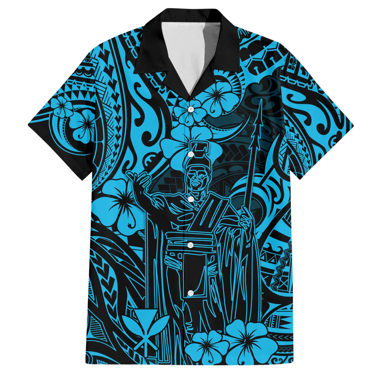 Hawaii King Kamehameha Hawaiian Shirt Polynesian Pattern Sky Blue Version LT01 Blue - Polynesian Pride