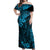 Hawaii King Kamehameha Off Shoulder Maxi Dress Polynesian Pattern Sky Blue Version LT01 Women Blue - Polynesian Pride