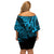 Hawaii King Kamehameha Off Shoulder Short Dress Polynesian Pattern Sky Blue Version LT01 - Polynesian Pride