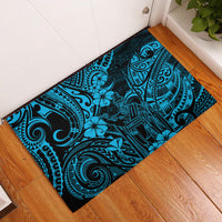 Hawaii King Kamehameha Rubber Doormat Polynesian Pattern Sky Blue Version LT01 Blue - Polynesian Pride