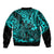 Hawaii King Kamehameha Bomber Jacket Polynesian Pattern Turquoise Version LT01 - Polynesian Pride