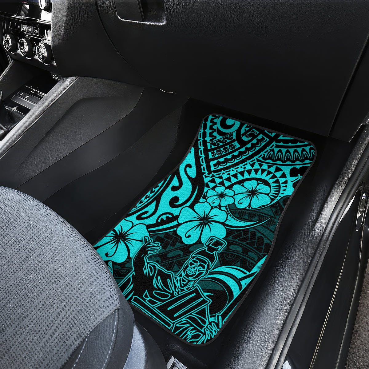 Hawaii King Kamehameha Car Mats Polynesian Pattern Turquoise Version LT01 - Polynesian Pride