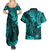 Hawaii King Kamehameha Couples Matching Summer Maxi Dress and Hawaiian Shirt Polynesian Pattern Turquoise Version LT01 - Polynesian Pride