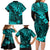 Hawaii King Kamehameha Family Matching Long Sleeve Bodycon Dress and Hawaiian Shirt Polynesian Pattern Turquoise Version LT01 - Polynesian Pride