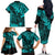 Hawaii King Kamehameha Family Matching Off Shoulder Long Sleeve Dress and Hawaiian Shirt Polynesian Pattern Turquoise Version LT01 - Polynesian Pride