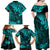 Hawaii King Kamehameha Family Matching Off Shoulder Maxi Dress and Hawaiian Shirt Polynesian Pattern Turquoise Version LT01 - Polynesian Pride