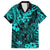 Hawaii King Kamehameha Family Matching Off Shoulder Short Dress and Hawaiian Shirt Polynesian Pattern Turquoise Version LT01 Dad's Shirt - Short Sleeve Turquoise - Polynesian Pride