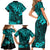 Hawaii King Kamehameha Family Matching Short Sleeve Bodycon Dress and Hawaiian Shirt Polynesian Pattern Turquoise Version LT01 - Polynesian Pride