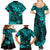 Hawaii King Kamehameha Family Matching Summer Maxi Dress and Hawaiian Shirt Polynesian Pattern Turquoise Version LT01 - Polynesian Pride