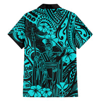 Hawaii King Kamehameha Family Matching Summer Maxi Dress and Hawaiian Shirt Polynesian Pattern Turquoise Version LT01 - Polynesian Pride