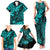 Hawaii King Kamehameha Family Matching Tank Maxi Dress and Hawaiian Shirt Polynesian Pattern Turquoise Version LT01 - Polynesian Pride