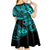 Hawaii King Kamehameha Kid Short Sleeve Dress Polynesian Pattern Turquoise Version LT01 - Polynesian Pride