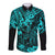 Hawaii King Kamehameha Long Sleeve Button Shirt Polynesian Pattern Turquoise Version LT01 Unisex Turquoise - Polynesian Pride