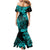 Hawaii King Kamehameha Mermaid Dress Polynesian Pattern Turquoise Version LT01 - Polynesian Pride