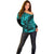 Hawaii King Kamehameha Off Shoulder Sweater Polynesian Pattern Turquoise Version LT01 - Polynesian Pride