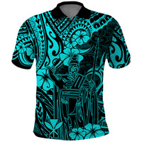 Hawaii King Kamehameha Polo Shirt Polynesian Pattern Turquoise Version LT01 Turquoise - Polynesian Pride