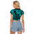 Hawaii King Kamehameha Raglan Cropped T Shirt Polynesian Pattern Turquoise Version LT01 - Polynesian Pride