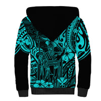 Hawaii King Kamehameha Sherpa Hoodie Polynesian Pattern Turquoise Version LT01 - Polynesian Pride