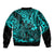 Hawaii King Kamehameha Sleeve Zip Bomber Jacket Polynesian Pattern Turquoise Version LT01 - Polynesian Pride