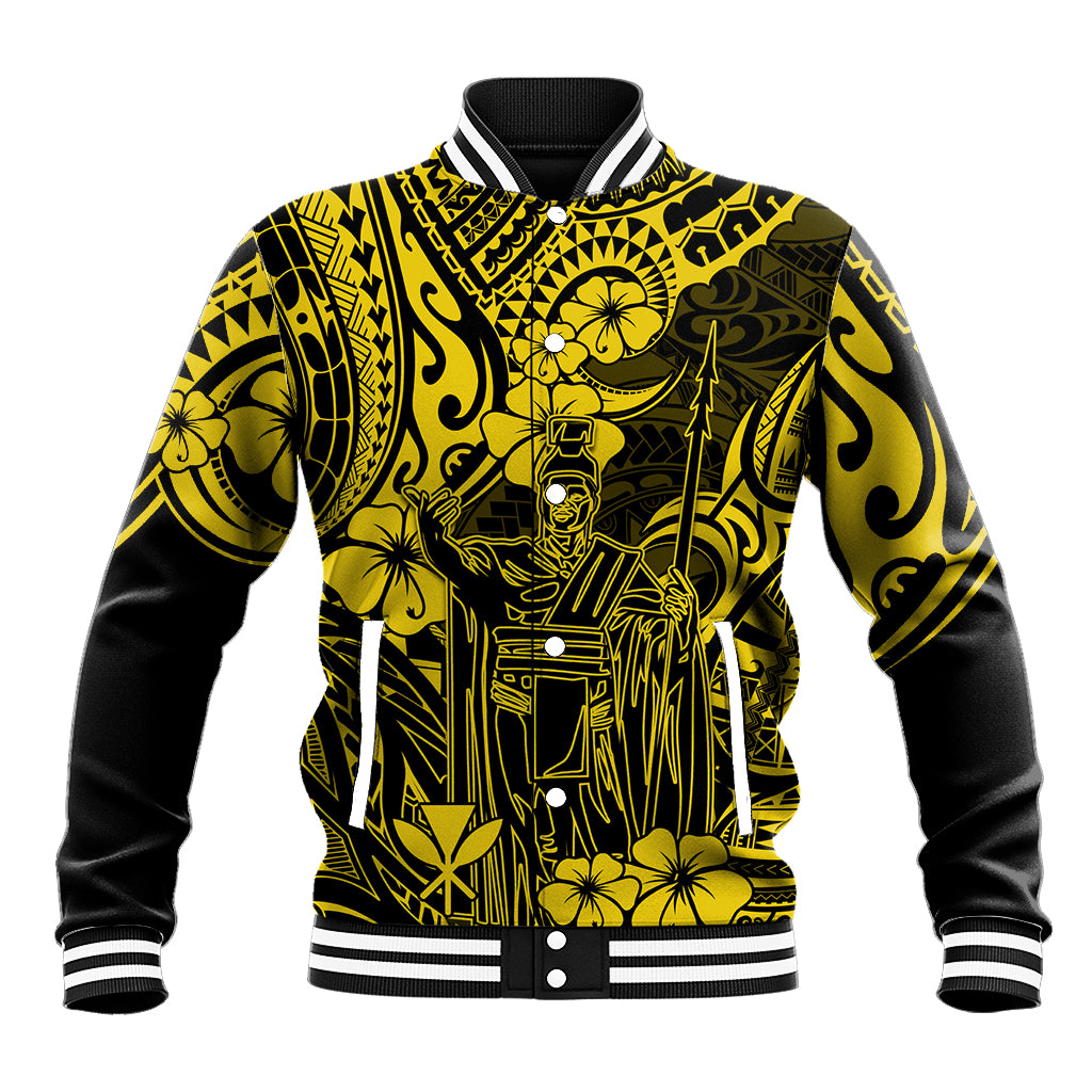 Hawaii King Kamehameha Baseball Jacket Polynesian Pattern Yellow Version LT01 Unisex Yellow - Polynesian Pride